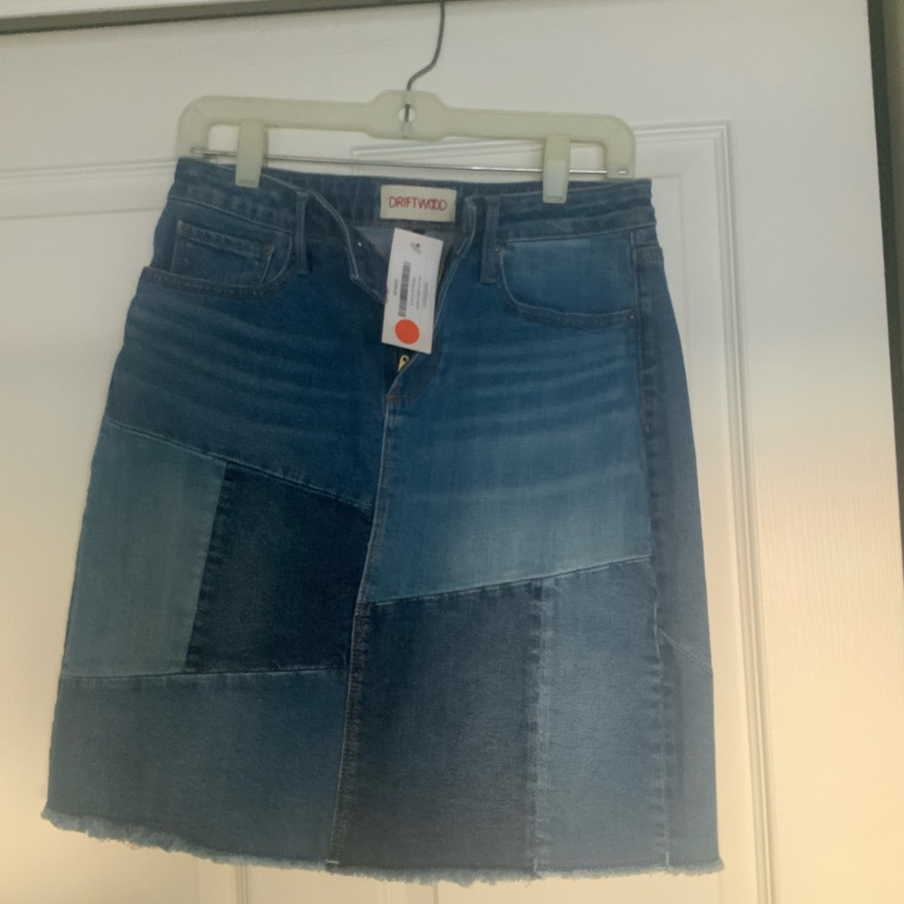 Patchwork denim skirt